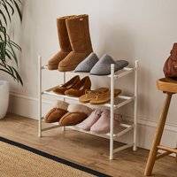 Dunelm 3 Tier White Extendable Shoe Rack