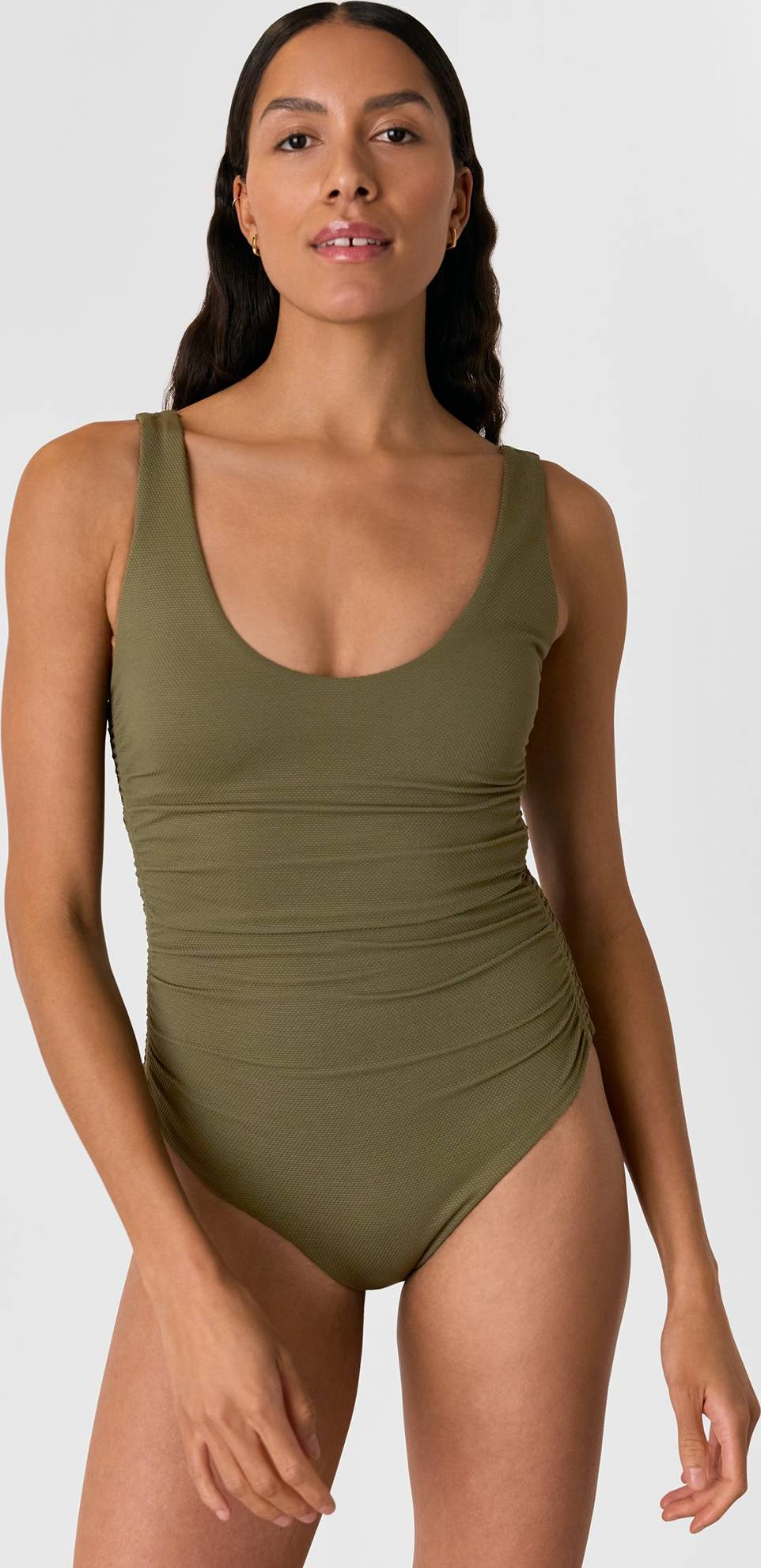 Whistles Textured Side Ruched Swimsuit