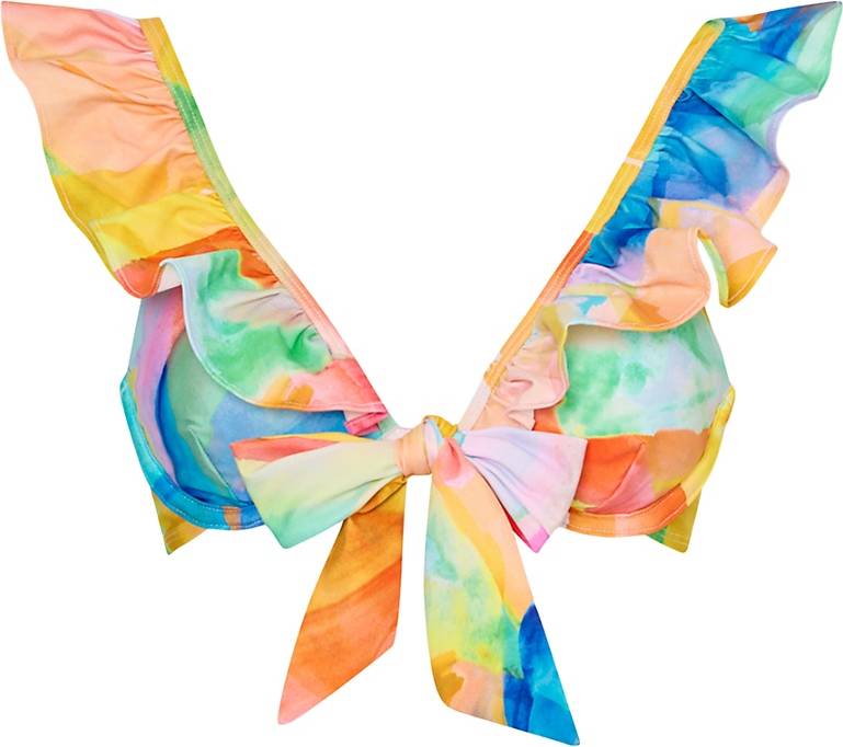 Watercolor Ruffled Bikini Top