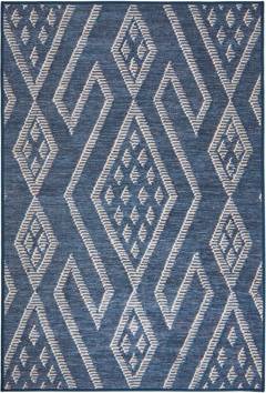 Dash and Albert Rugs White Rectangle 4' x 6' Area Rug Blue