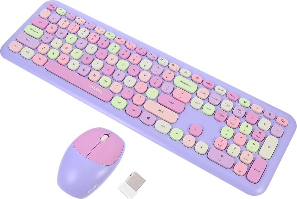 HKHBJS Colorful Wireless Keyboard and Mouse Set