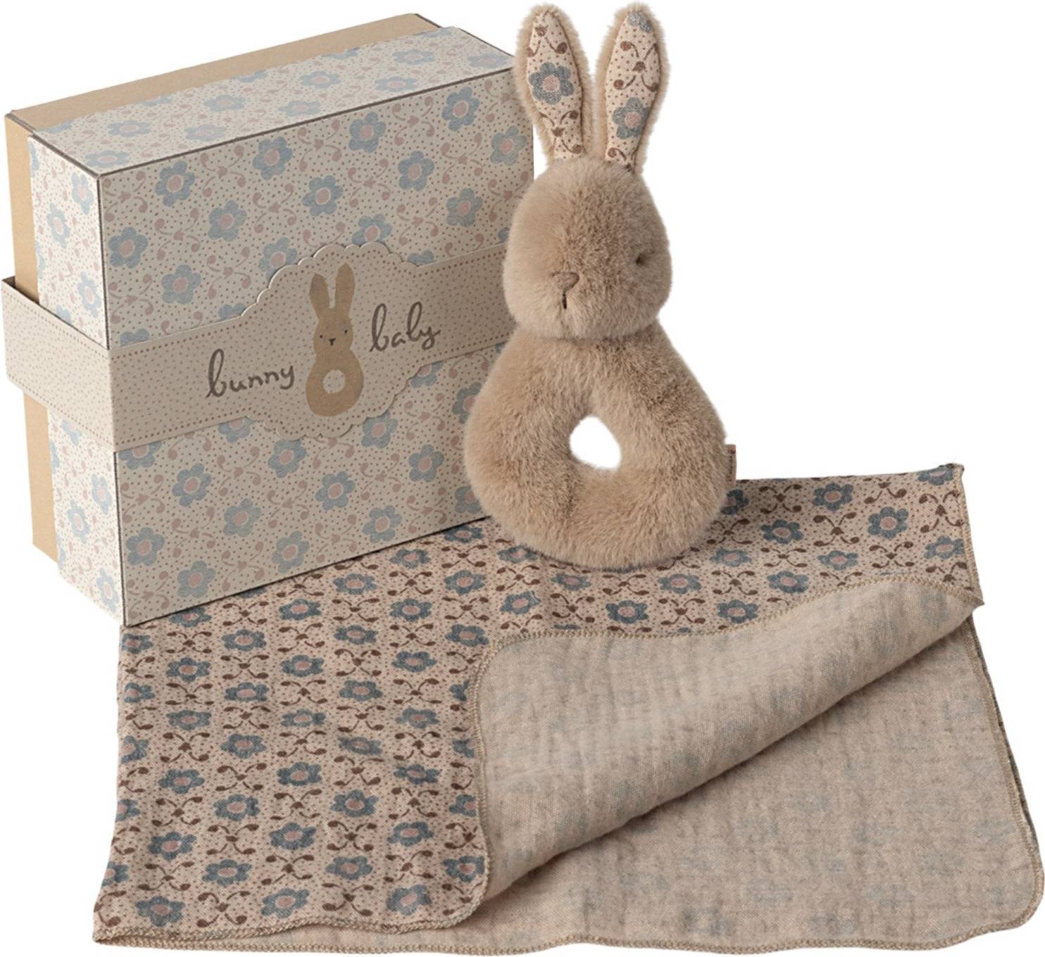 Maileg Birth Set Rabbit Rattle Diaper Nude