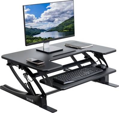 Vivo adjustable desk Vivo Black Height Adjustable 32 Inch Standing Monitor Riser Writing Desk