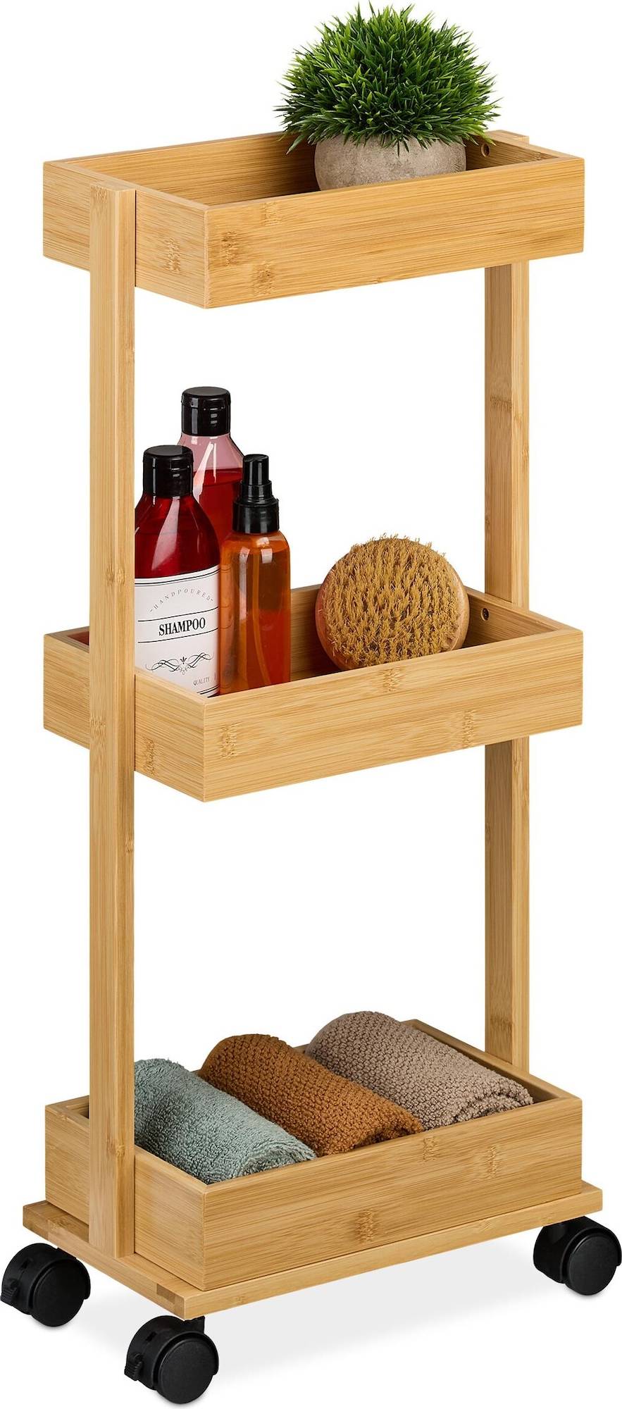 Relaxdays Rullvagn Natur Bambu 3 Plan Rullbord