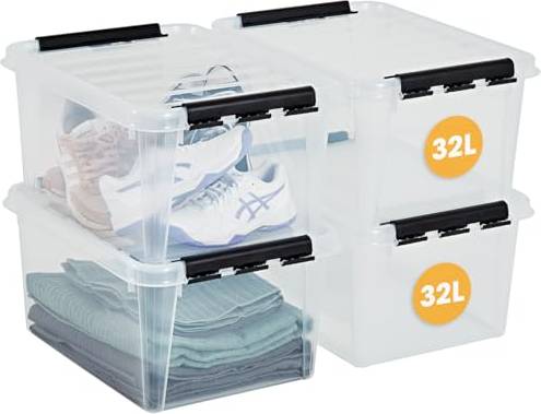 SmartStore 32L Clear Plastic Boxes 4 Pack Storage Box