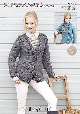 Super chunky wool SIRDAR 9746 Knitting Pattern Ladies Raglan Cardigans Super Chunky With Wool