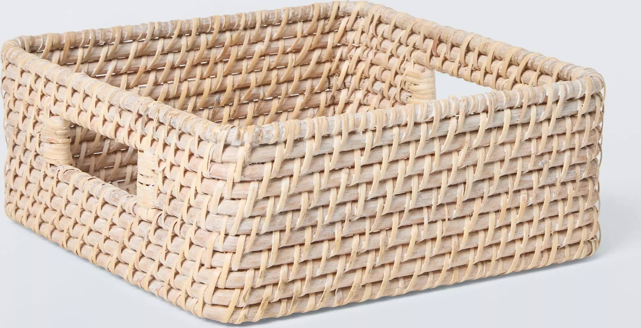 John Lewis Shallow Rattan Storage Off White Basket