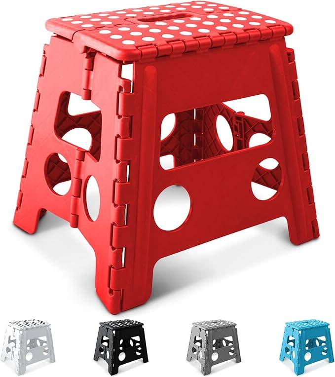 Keplin Folding Step Stool 9 Inch Red