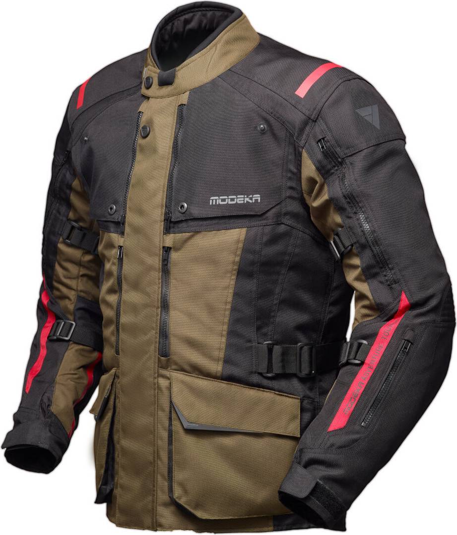 Modeka Varus Waterproof Textile Jacket - Black/Red Man