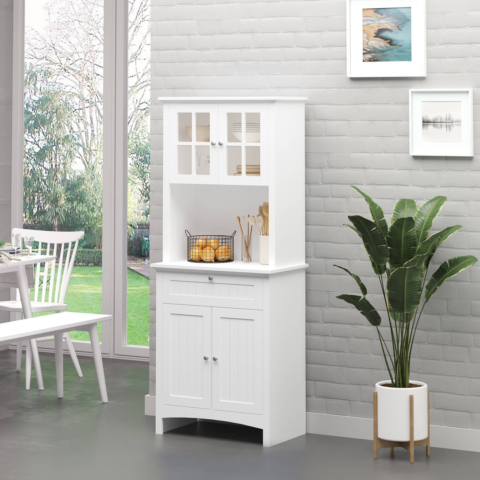 Kitchen hutch cabinet Homcom Kitchen Storage Buffet With Microwave Hutch Drawer Sideboard