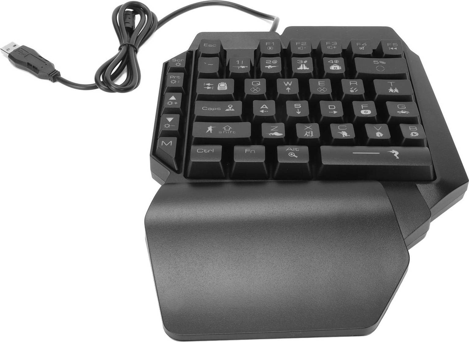 One Handed Gaming Keyboard USB Ergonomic Design RGB Backlit