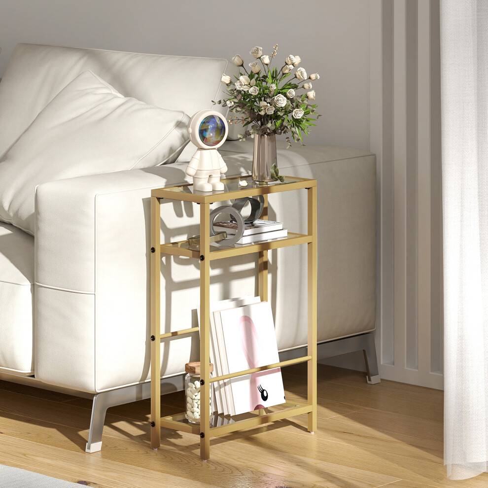 Homcom Slim Side with Tempered Glass Tabletop Small Table