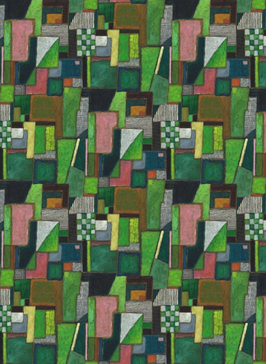 Designers Guild Tapete Raku Patchwork Emerald Green