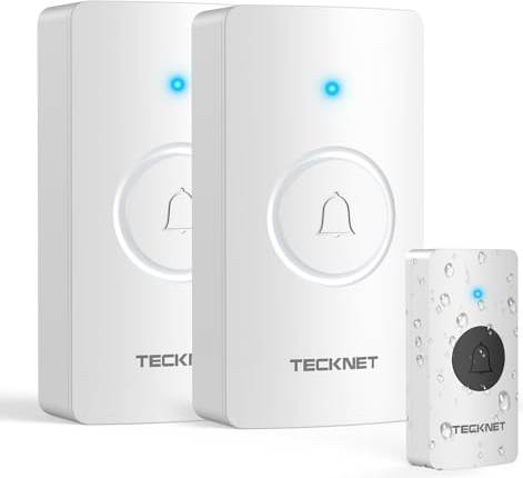 Tecknet Wireless IP65 Waterproof Battery Operated Chime Kit