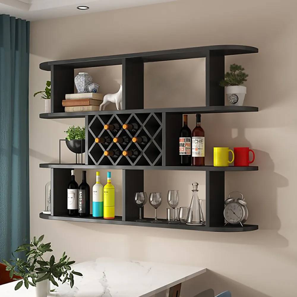 Homary Contemporary Wall Mounted Wine Rack Black Wine Rack