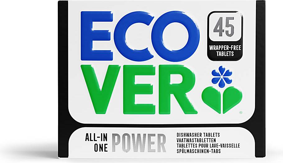 Dishwasher tablets ecover Ecover Wrapper Free All In One Power Dishwasher Tablets 45