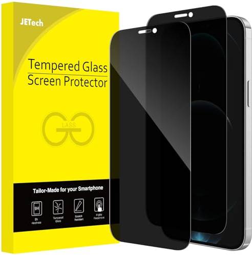 JeTech Privacy Full Coverage Screen Protector iPhone 12 Pro Max 6.7 Inch 2-Pack