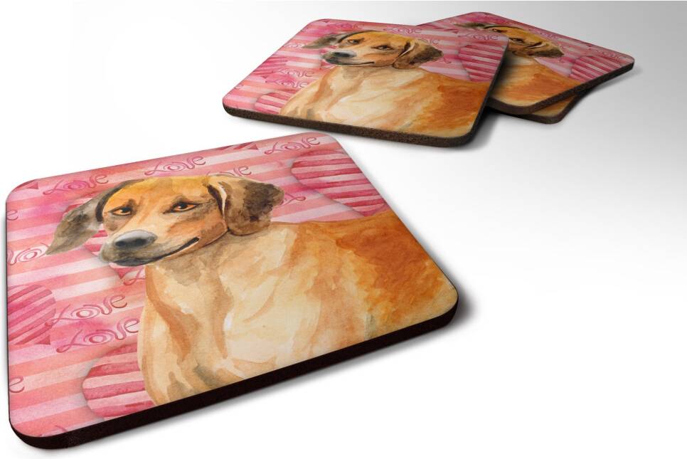Caroline's Treasures Rhodesian Ridgeback Love Decorative Coasters Multicolor Coaster 4pcs