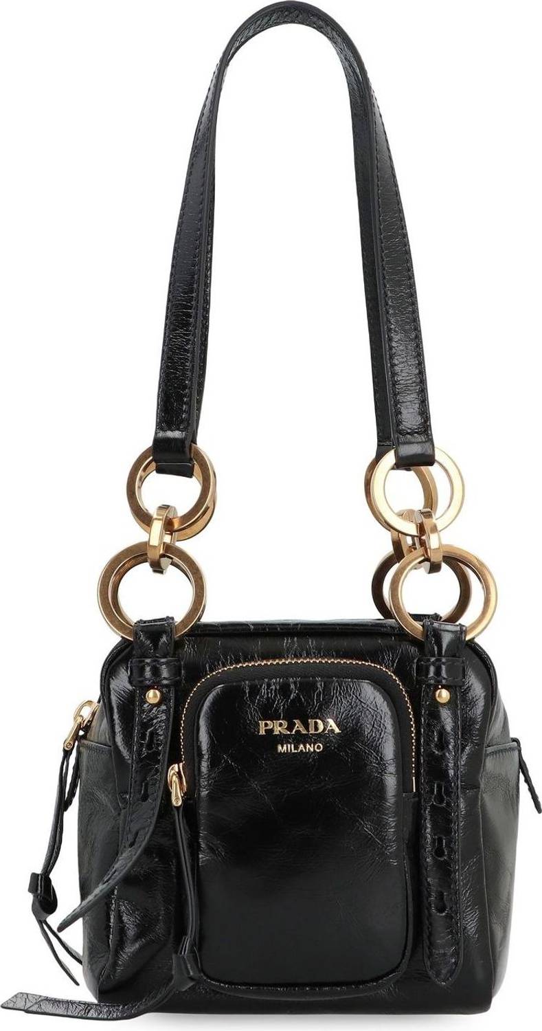 Prada Dangle Mini Leather Top-Handle Bag - Sort