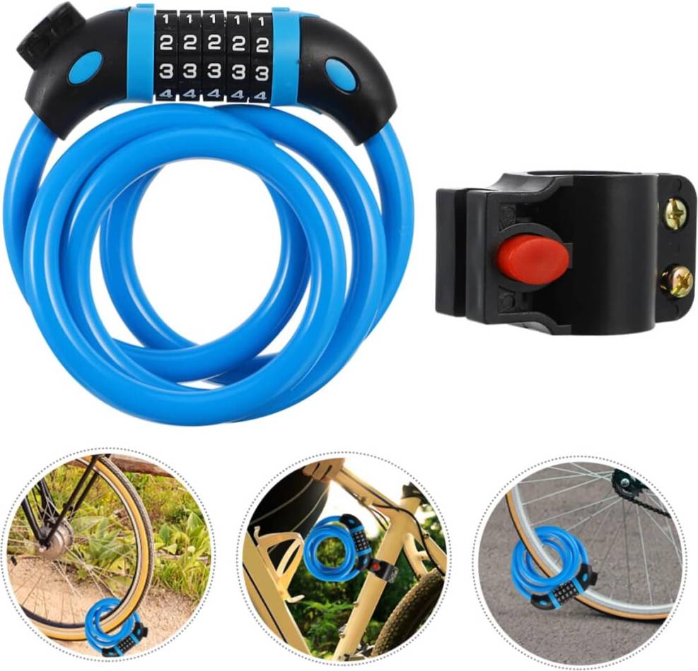 HKHBJS Bike Chain Lock Upgrade High Strength 5 Code Steel Cable Blue