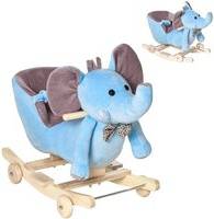 Homcom 2 In 1 Plush Baby Ride On Rocking Horse Elephant Rocker With Wheels