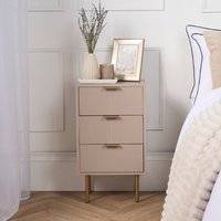 OHS Ribbed 3 Drawer Wood Bedside Table