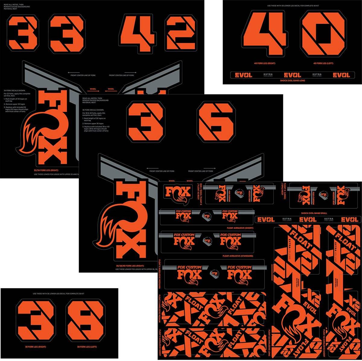 Fox fork Fox Fox Racing Shox Fork & Shock Decal Kit One Size