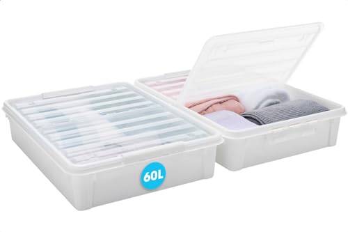 SmartStore Large Plastic Under Bed Boxes 60L Storage Box 2pcs