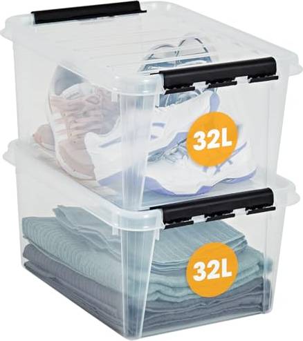 SmartStore 32L Clear Plastic Boxes 2 Pack Storage Box