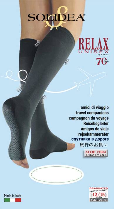 Solidea Relax 70 Den Open Toe Compression Socks - Camel