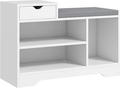 Homcom Upholstered Entryway Shoe With Drawer Storage Bench