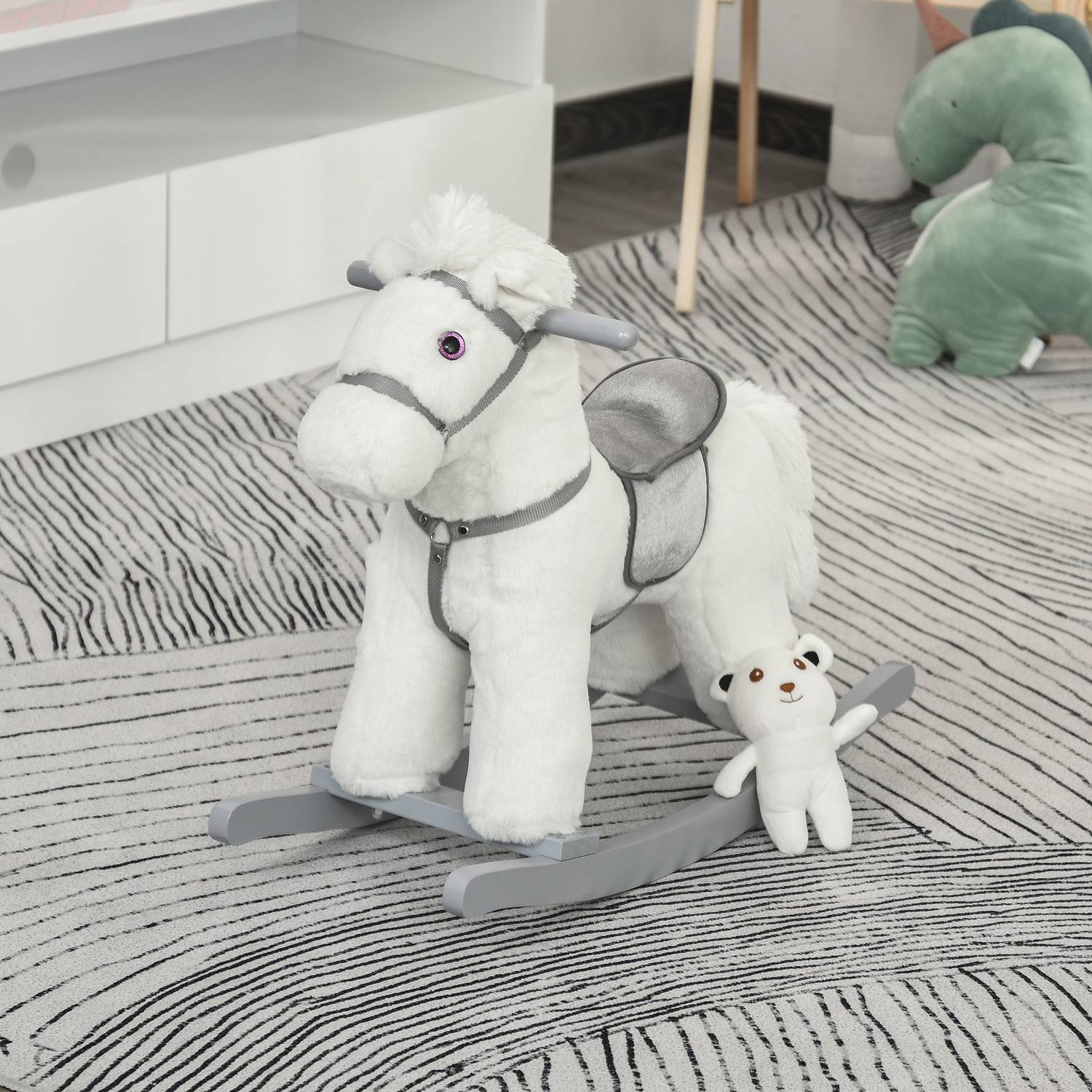 Homcom Kids Plush Ride-On Rocking Horse