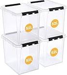 SmartStore 52L Large Plastic Storage Boxes 4 Pack Storage Box