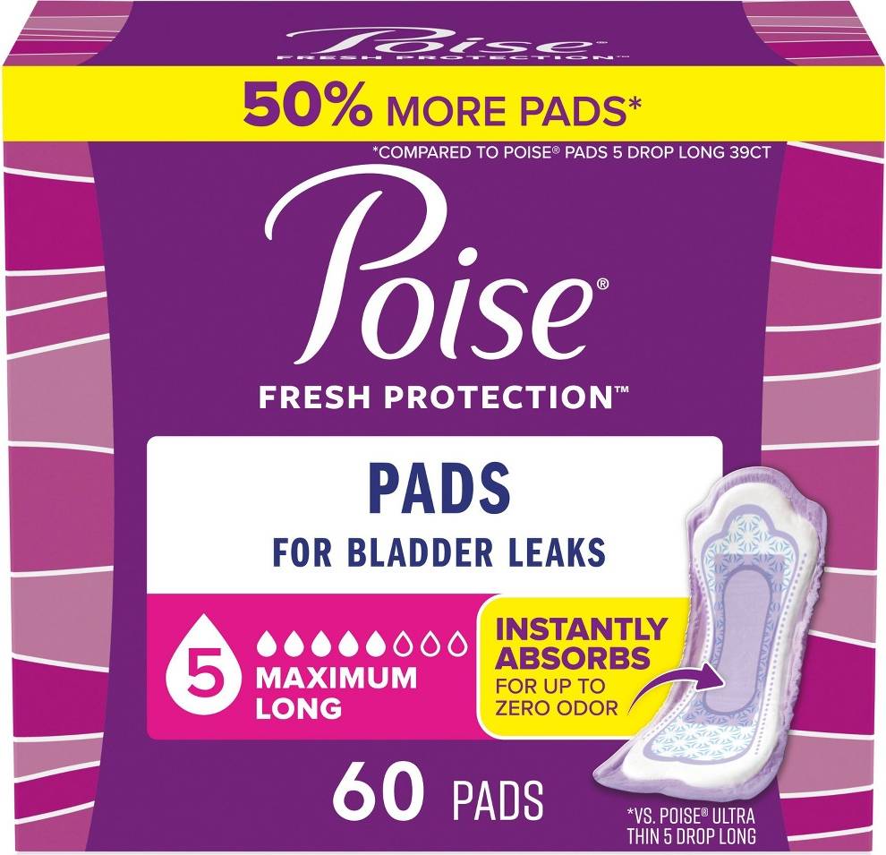 Maximum Absorbency Incontinence Pads Long 60ct