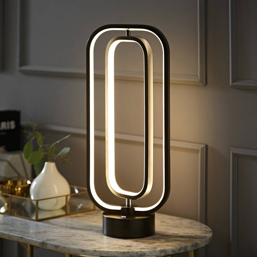 ValueLights Infinity Matte Black Revolving LED Table Lamp