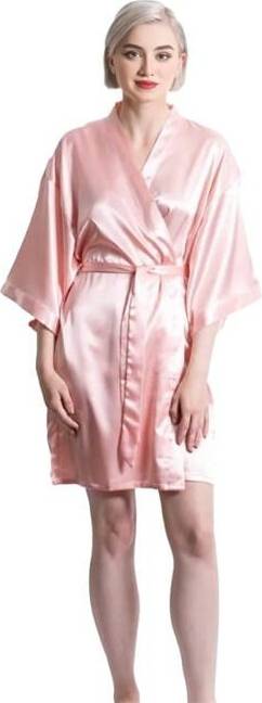 Satin kimono Satin Kimono Short Robe - Light Pink