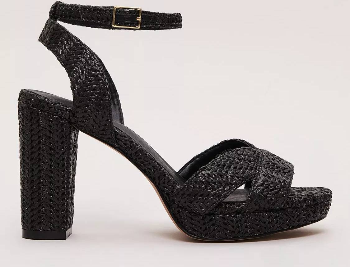 Phase Eight Raffia Platform Sandals - Black