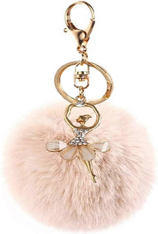 Creative Rex Rabbit Plush Ball Rhinestone Angel Car Keychain Female Bag - Pendant
