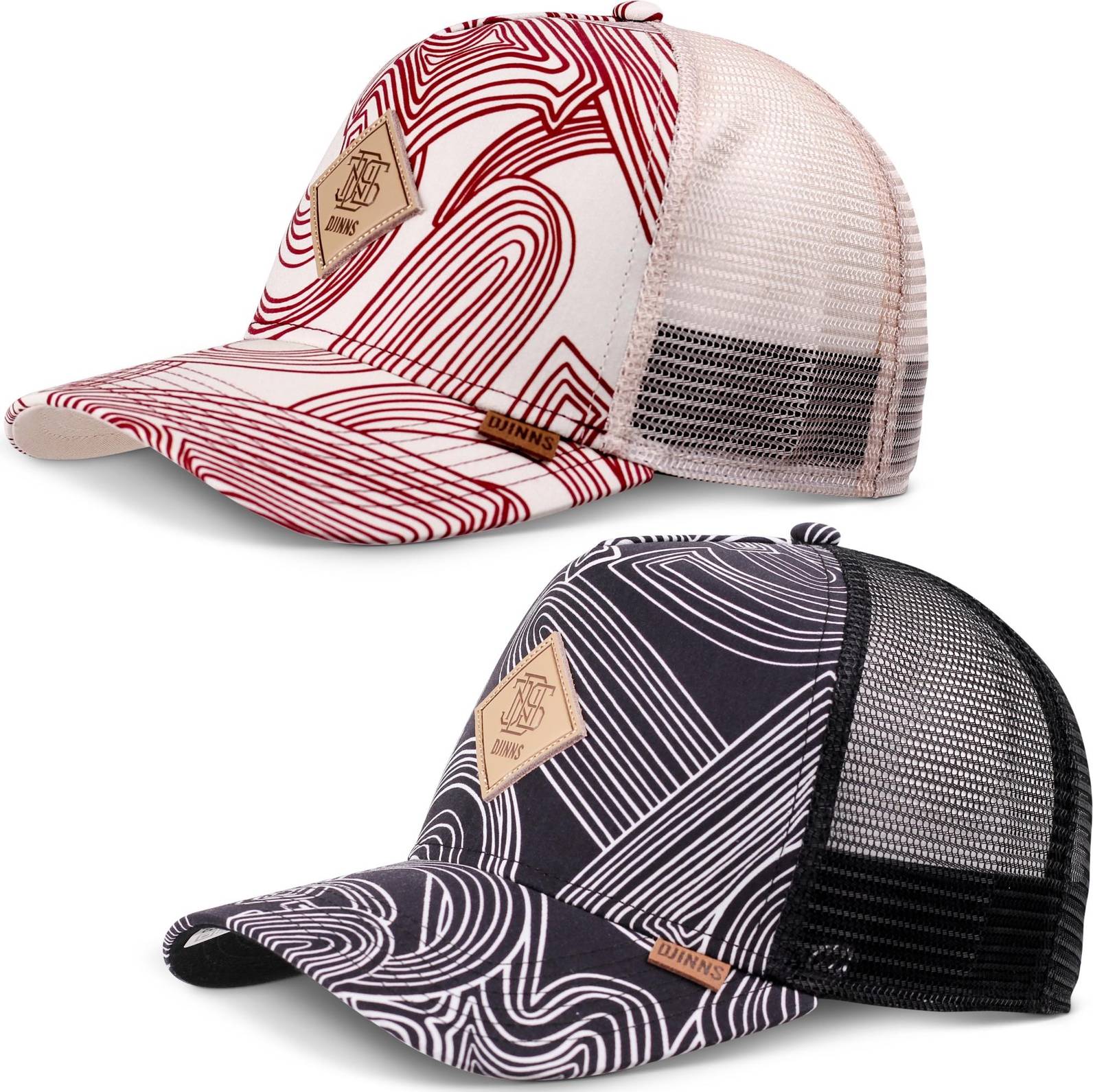 HFT Cap Ma Pattern Basecap Meshcap Trucker Logo Lederpatch - Beige