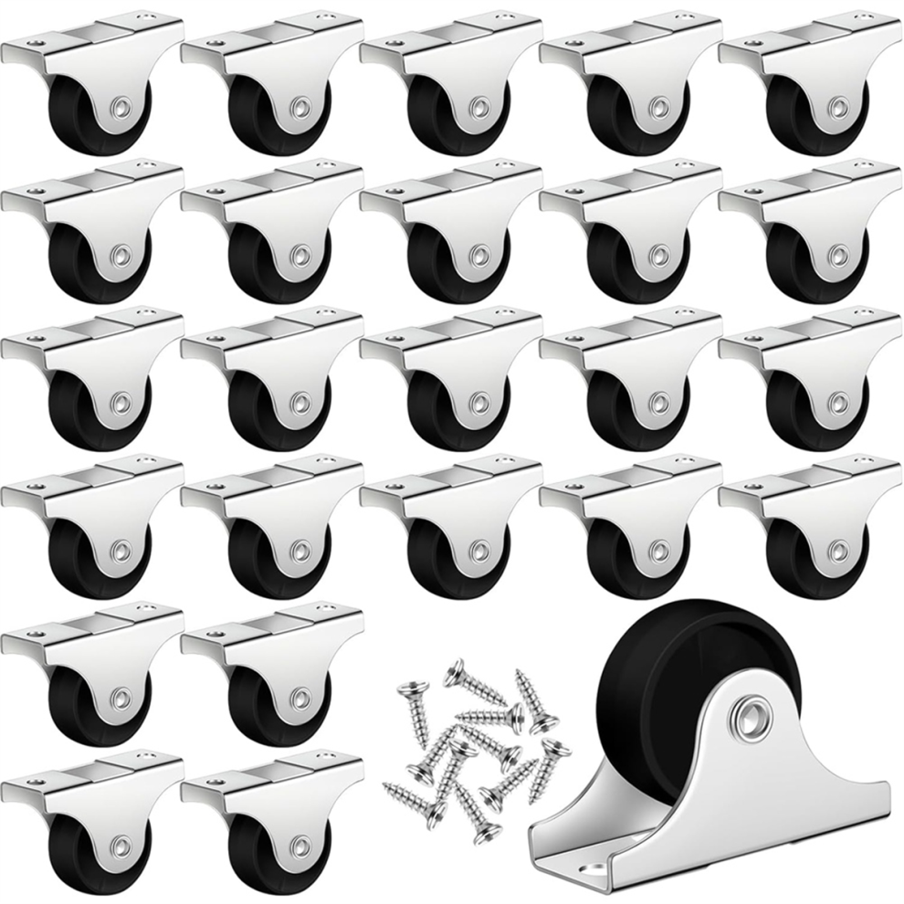 Torribaly Small Caster Rigid Non-Swivel Fixed Caster 24pcs