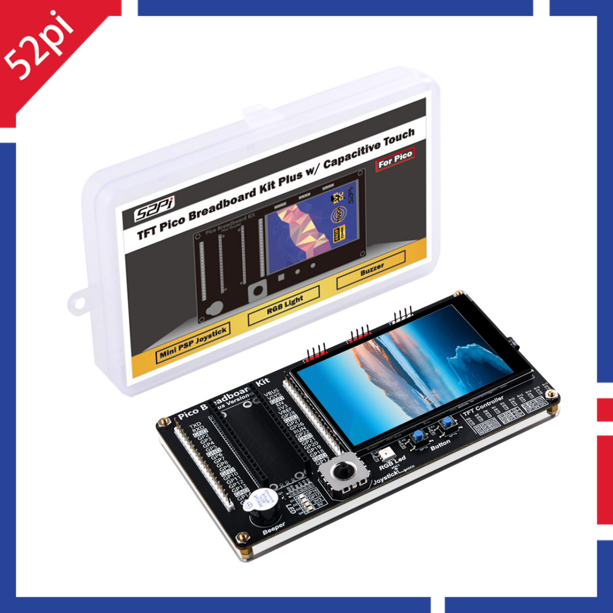 Raspberry Pi Pico Breadboard Kit with 3.5 Inch Touch Screen