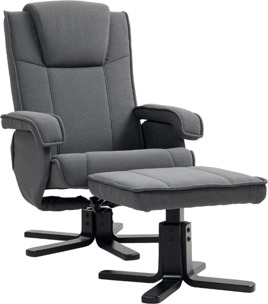 Swivel recliner chair Homcom Rocker Swivel Recliner Chair With Footstool Armchair