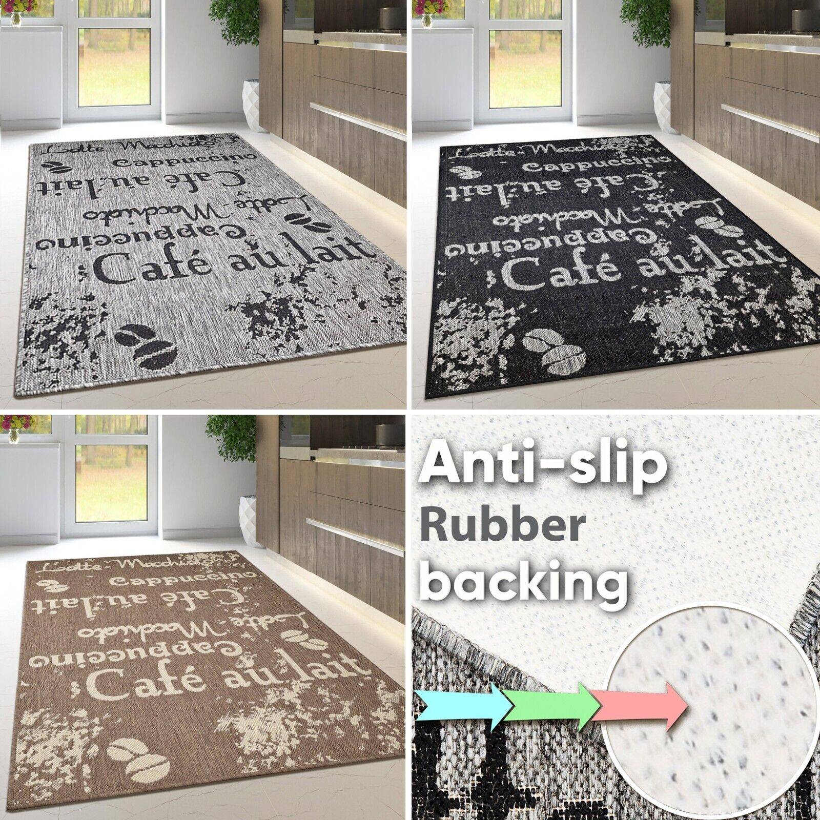 Large kitchen rugs Kitchen Rug Coffee Pattern Non-Slip Flat Weave Natural Look Small Large Runner