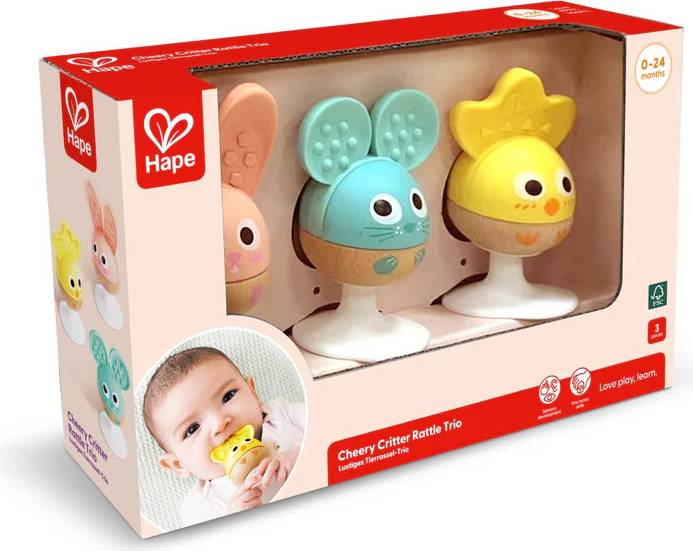 Hape 3 Suction Cup Rattles Multicoloured
