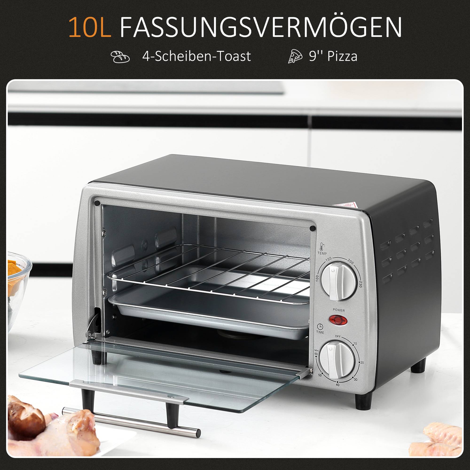 Mini backofen Homcom Mini Backofen 10 Liter 750W
