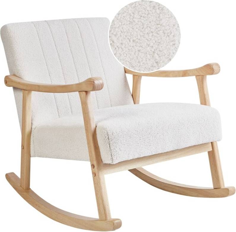 Beliani LEKNES Boucle Off-White Rocking Chair