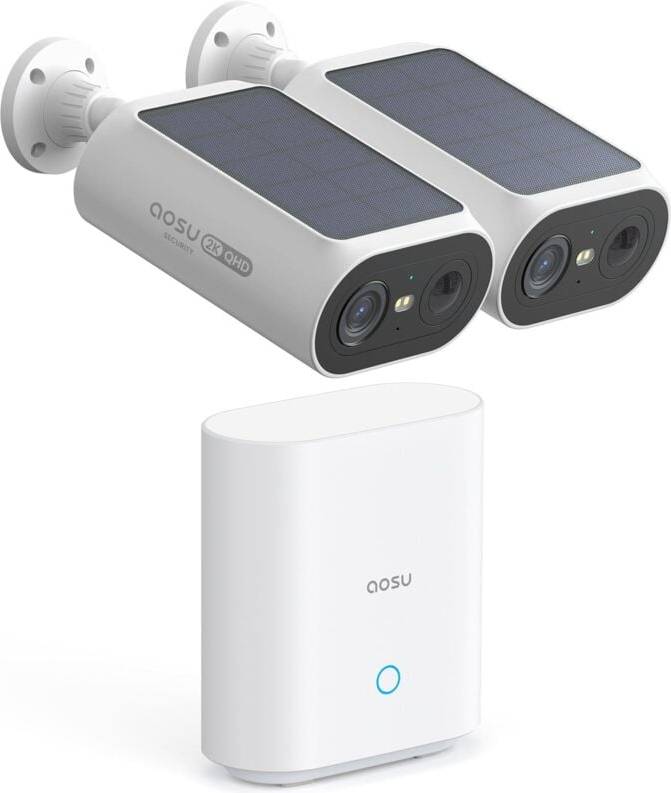 Solar outdoor security camera Aosu 2K QHD 3.0-MP Dual-Band Wi-Fi Quick-Install Outdoor AI-Smart Solar Camera Pro System