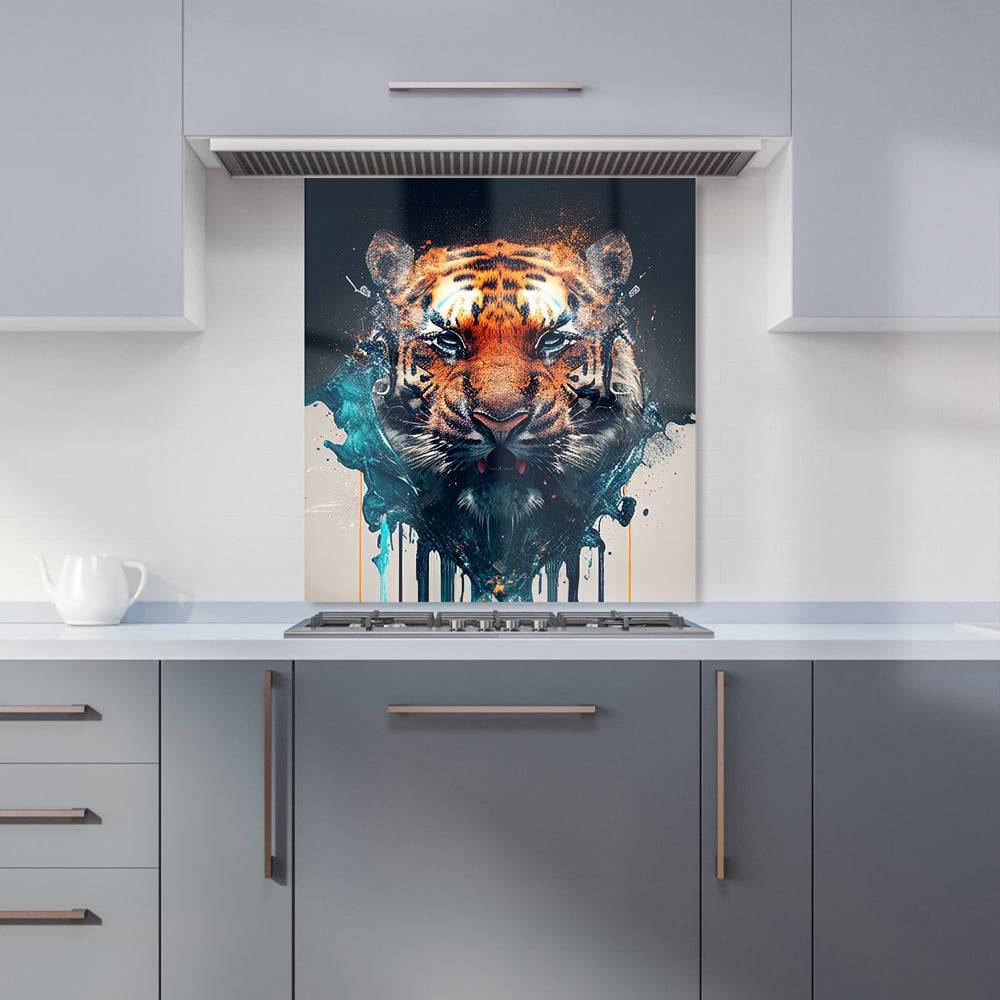 Warren Reed Tiger Face Splashback 65 x 60 cm Brown Splash Guard