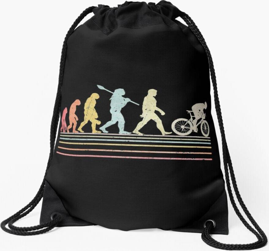 Famgem Drawstring Bag Evolution Of Man - Cycling