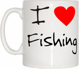 TeeTreeDesigns I Love Heart Fishing Cup & Mug